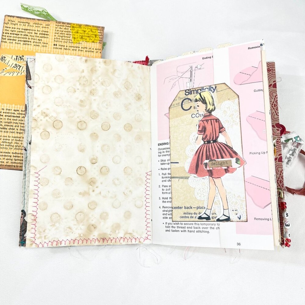 Vintage Sewing Themed Junk Journal, Retro Vintage Journal for Memorykeeping